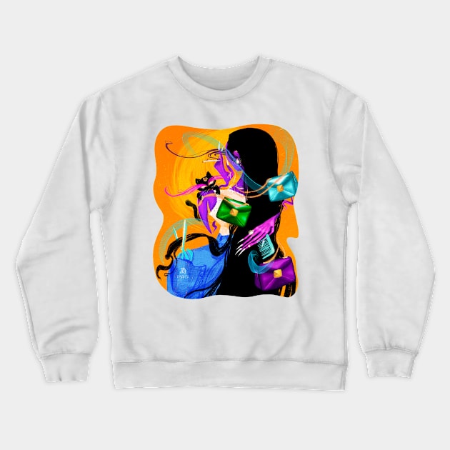 Fashion black cat and girl Crewneck Sweatshirt by valentyna mohylei